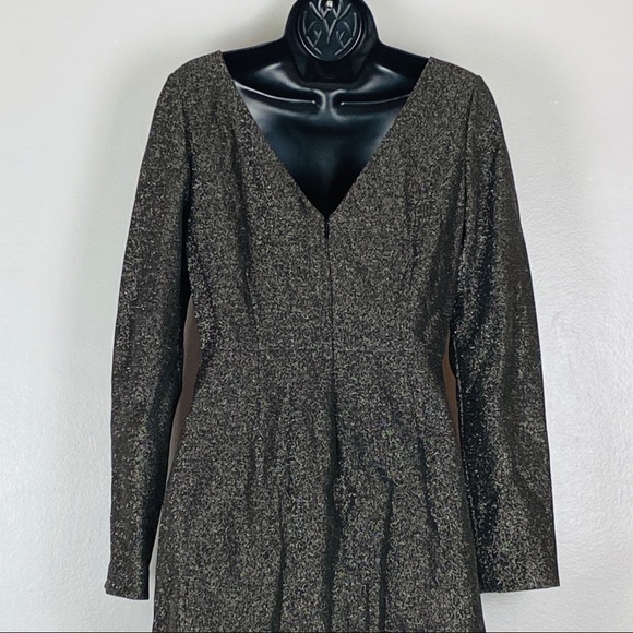 NWT Diane von Furstenberg Long-Sleeve Metallic-Knit Mini Dress - Picture 12 of 16